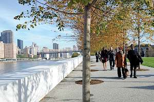 Sole pave walkway foundation in FDR Four Freedom's Park, New York City.