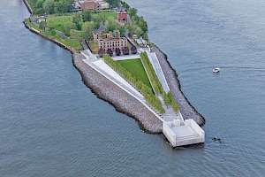Sole pave walkway installation in FDR Four Freedom's Park, New York City.
